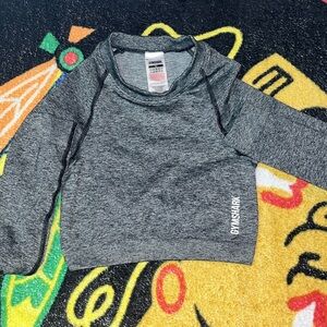 Gymshark Crop Top Womens XS Vital Seamless Long Sleeve Gray Gym Workout Scrunch
